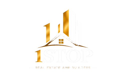 1 STOP REAL ESTATE & BUILDERS Logo